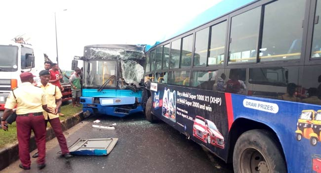 Many passengers injured as two BRT buses collide in Lagos